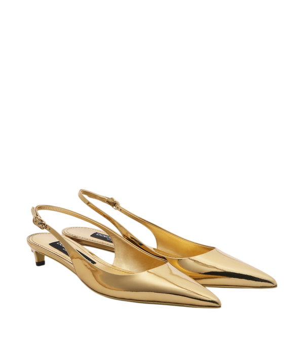 Dolce&Gabbana Sapatos de salto slingback em couro envernizado metálico