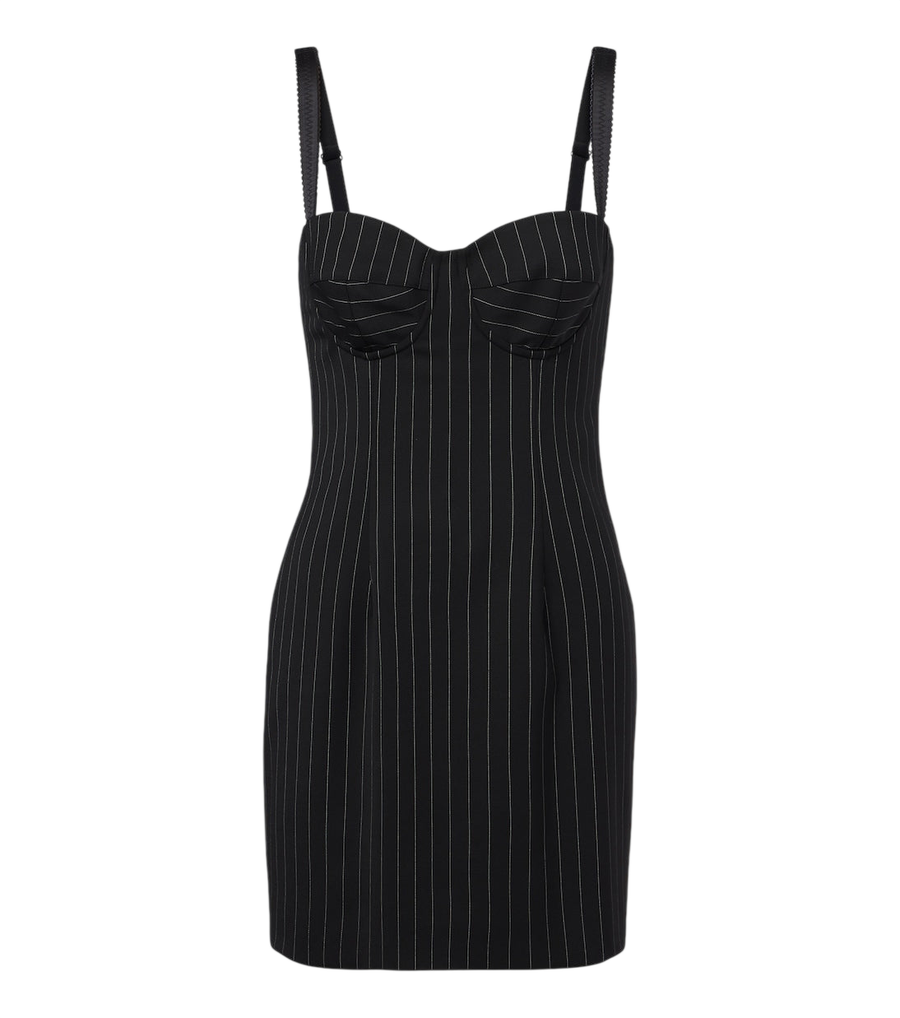 Dolce&Gabbana Pinstriped wool and silk-blend bustier dress