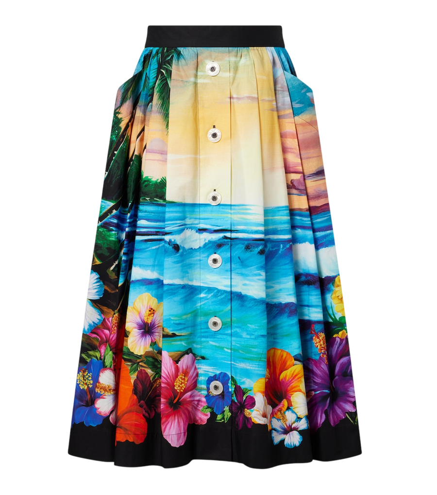 Dolce&Gabbana Gonna midi plissettata in cotone stampato