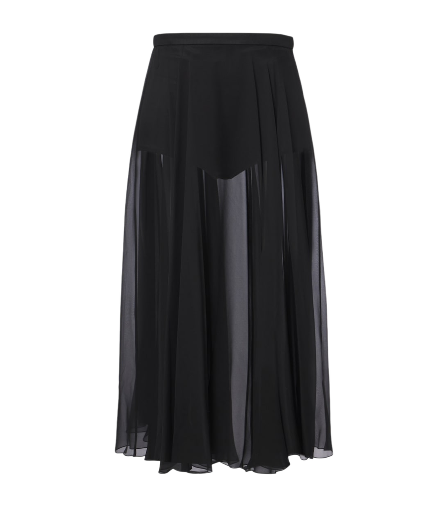 Dolce&Gabbana Pleated sheer silk chiffon midi skirt