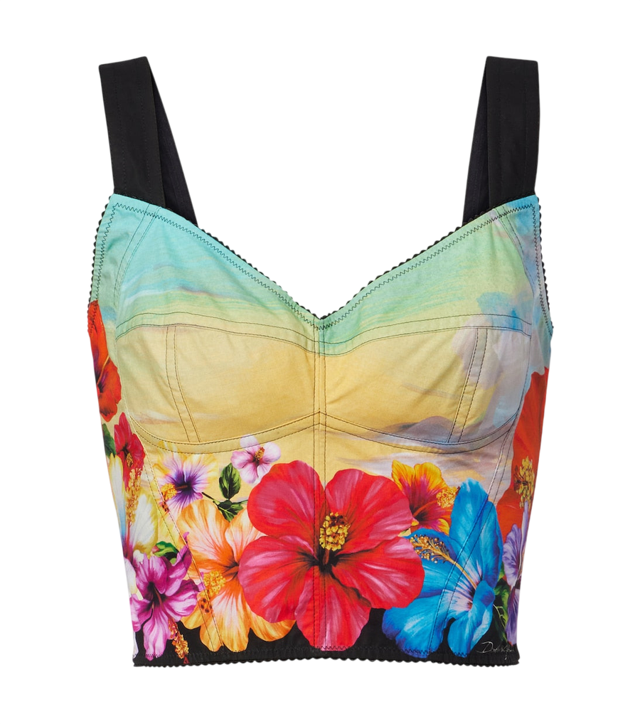 Dolce&Gabbana Printed cotton-blend bustier