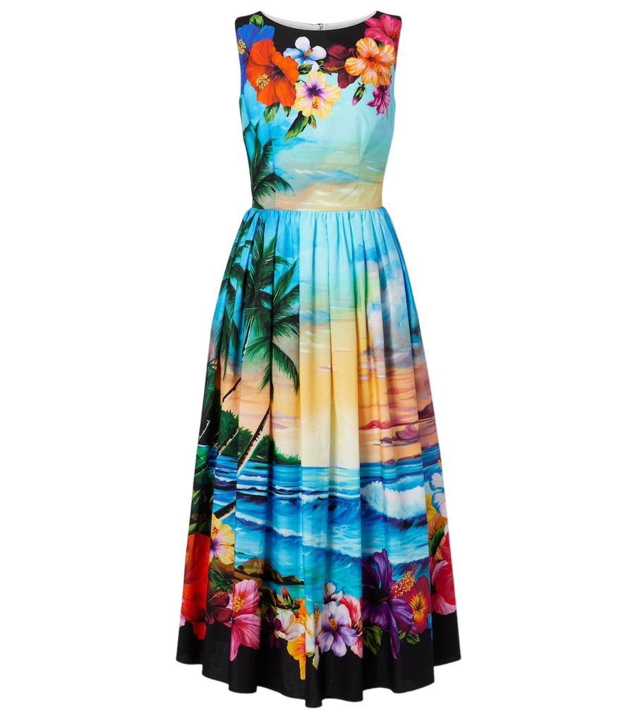 Vestido midi de algodón estampado Dolce&Gabbana