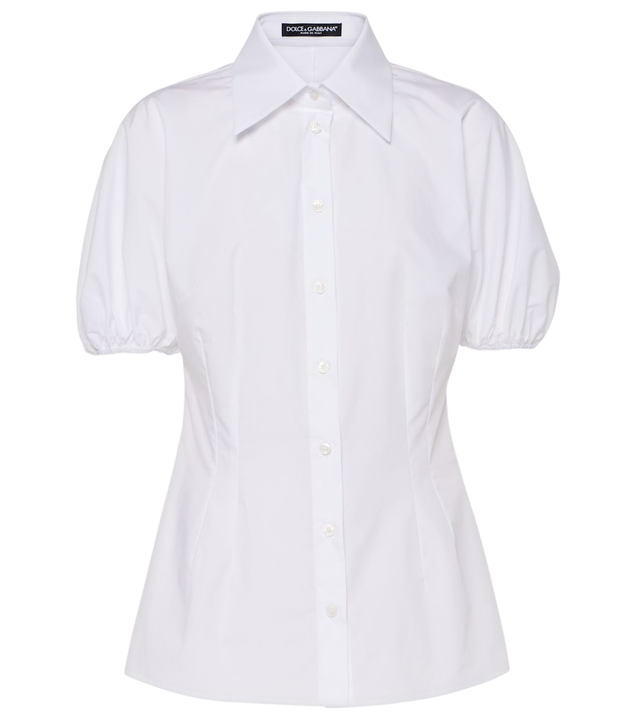 Blusa de popelina de algodón con mangas abullonadas de Dolce&Gabbana
