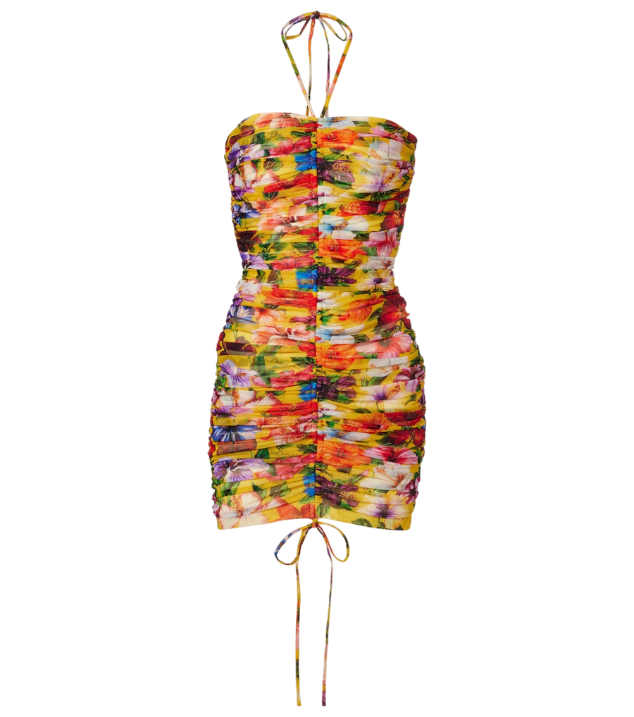 Mini-robe dos nu fleurie à ruchés Dolce&Gabbana