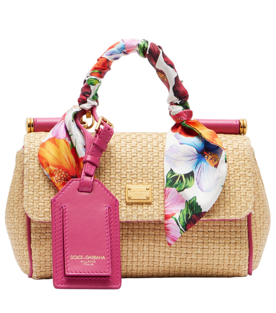 Sac à main Sicily petit modèle effet raphia Dolce&Gabbana