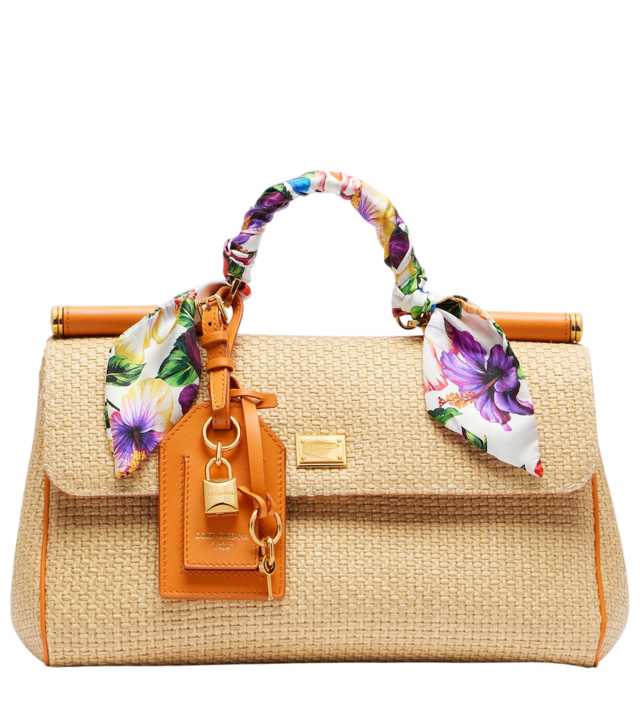 Bolso de mano pequeño Sicily de rafia de Dolce&Gabbana