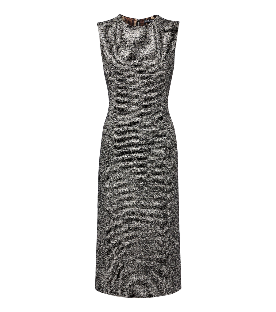 Vestido midi de tweed en mezcla de lana y seda de Dolce&Gabbana