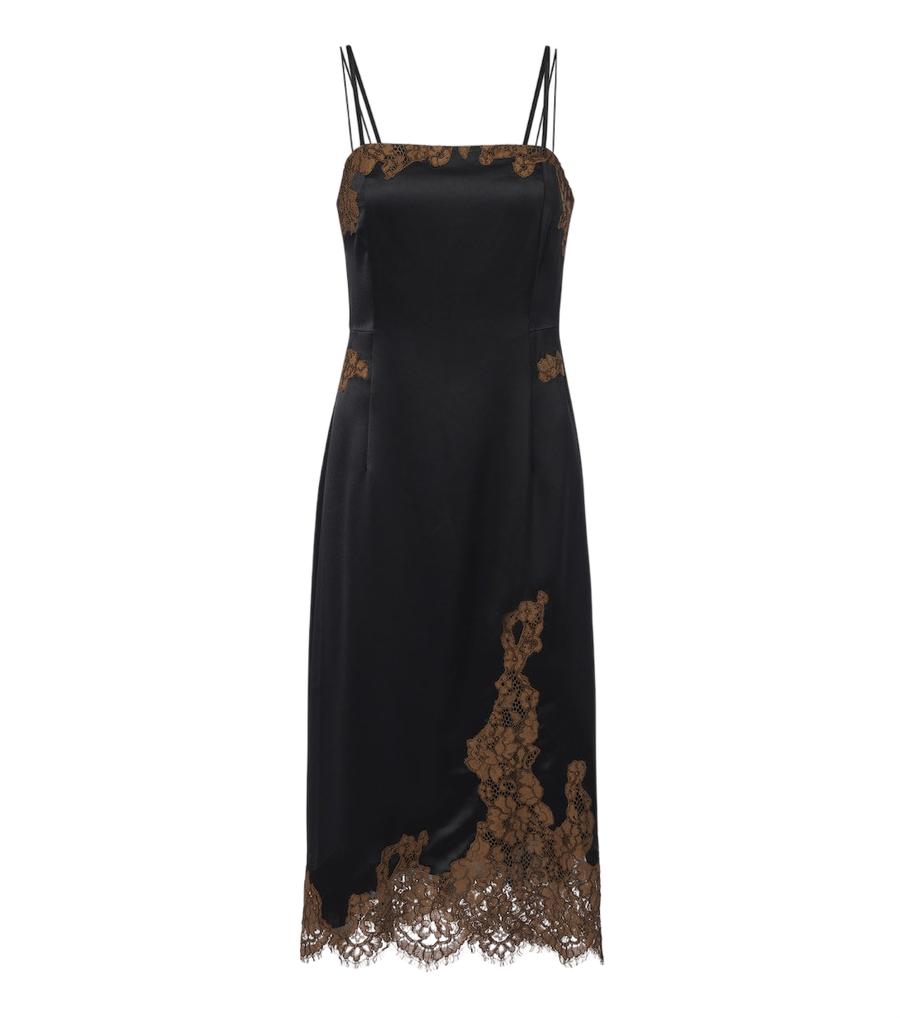 Vestido lencero de satén con ribete de encaje de Dorothee Schumacher