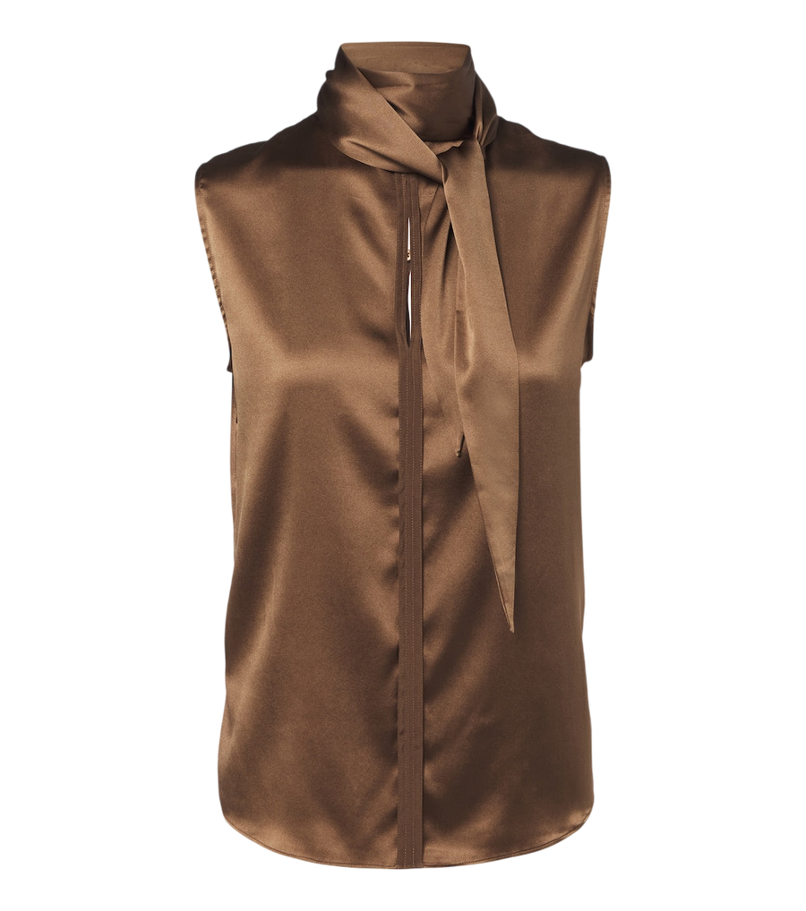 Dorothee Schumacher Blusa Sense of Shine com amarração no pescoço em cetim de seda mista
