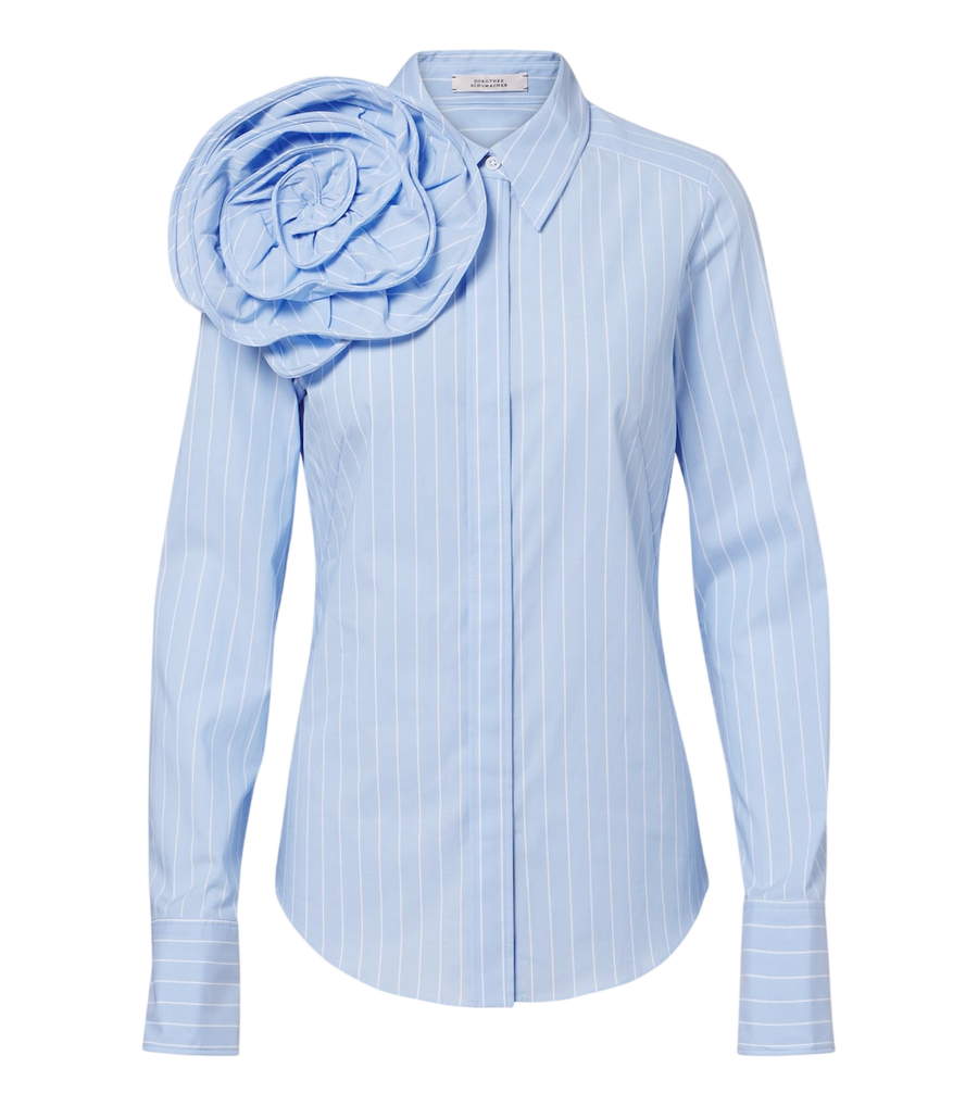 Dorothee Schumacher Camicia a righe Power in misto cotone con applicazioni floreali