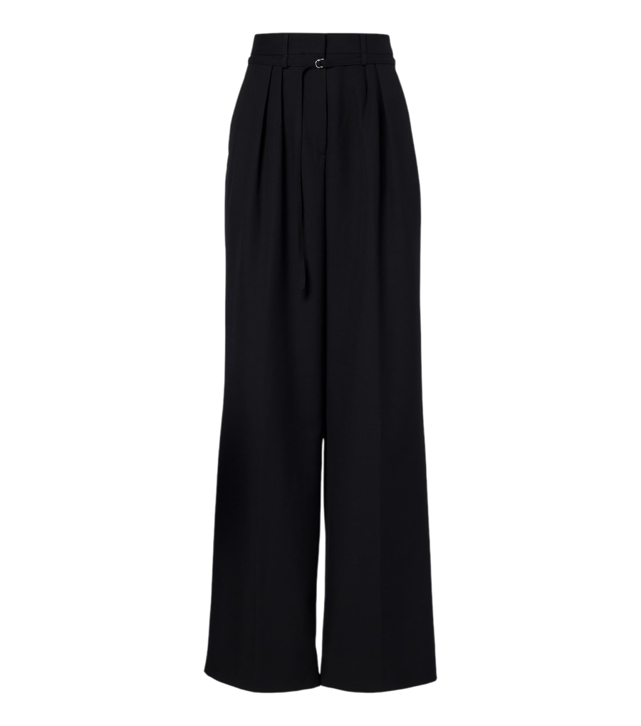 Dries Van Noten Belted pleated wool wide-leg pants