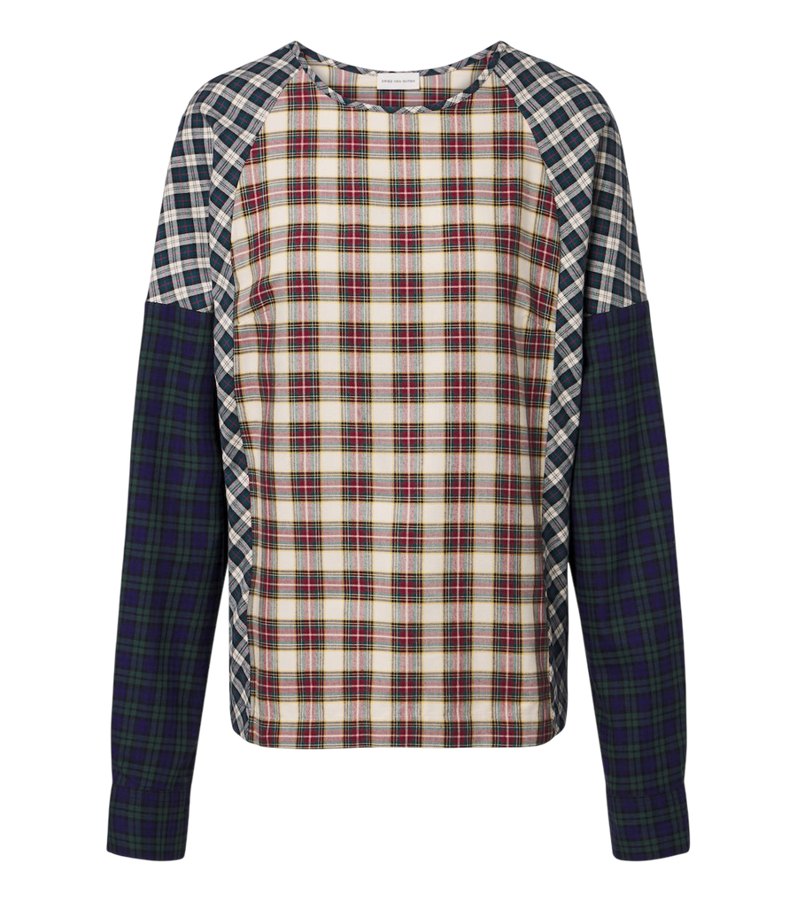 Top de franela de algodón a cuadros de Dries Van Noten