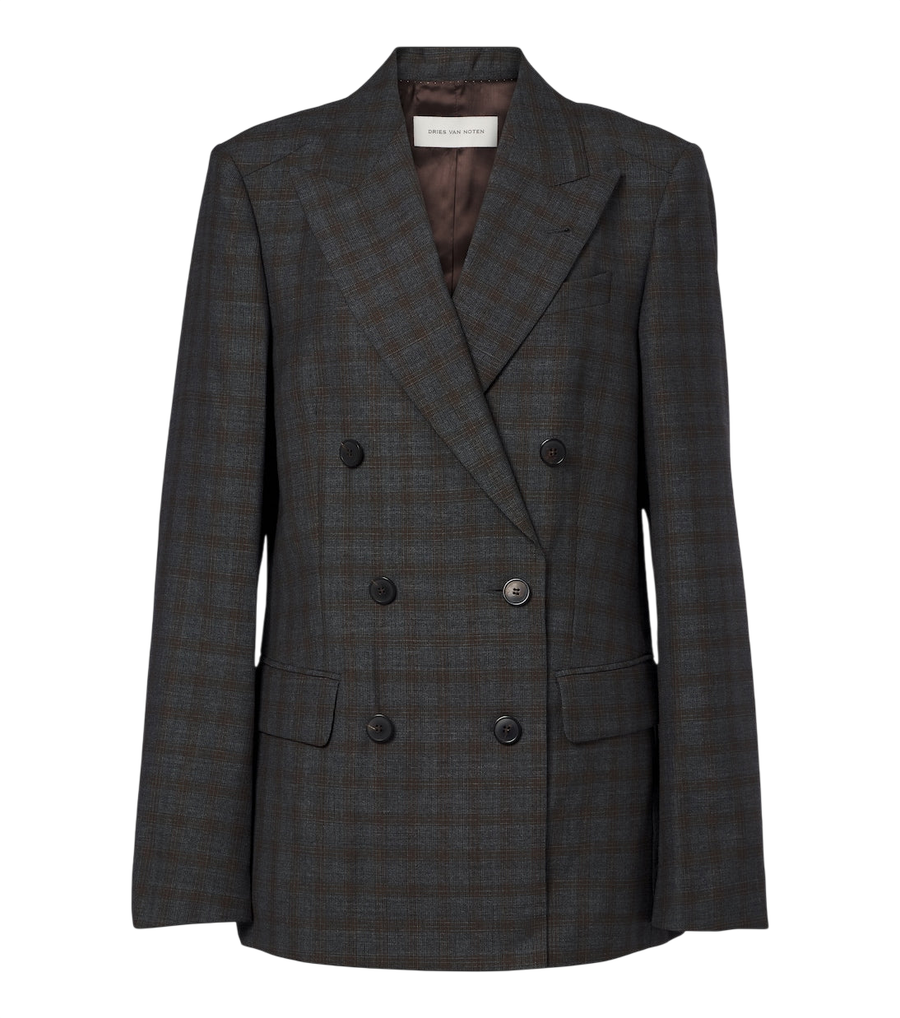 Dries Van Noten Checked double-breasted wool blazer