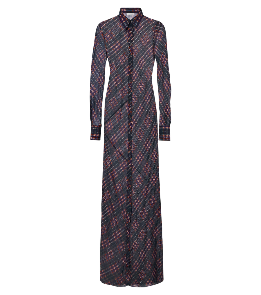 Dries Van Noten Checked lamé shirt dress