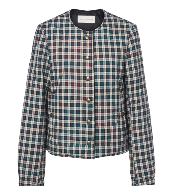 Dries Van Noten Checked quilted cotton-blend jacket