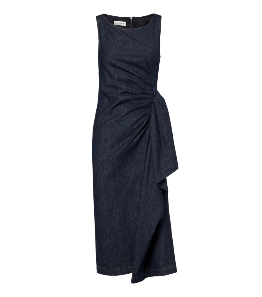 Dries Van Noten Draped denim midi dress