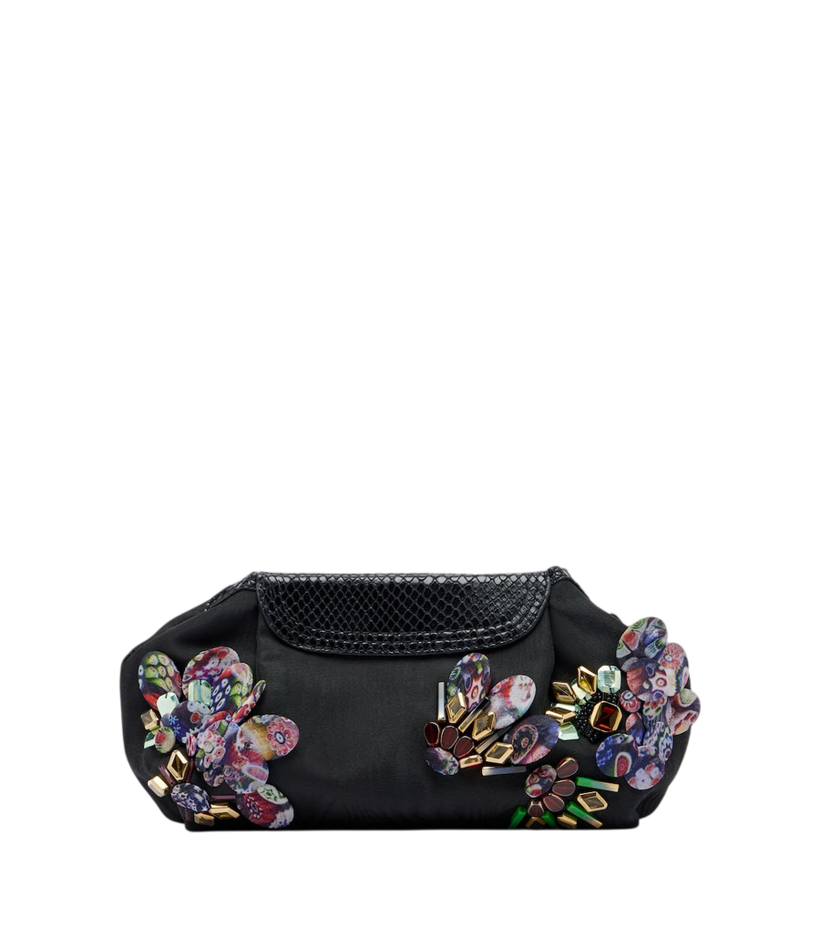 Dries Van Noten Embellished leather-trimmed clutch