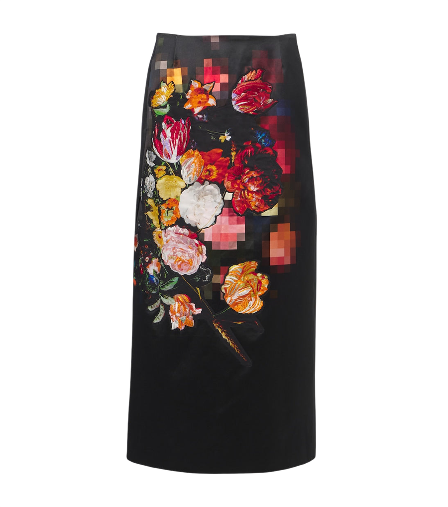 Dries Van Noten Floral cotton and silk midi skirt