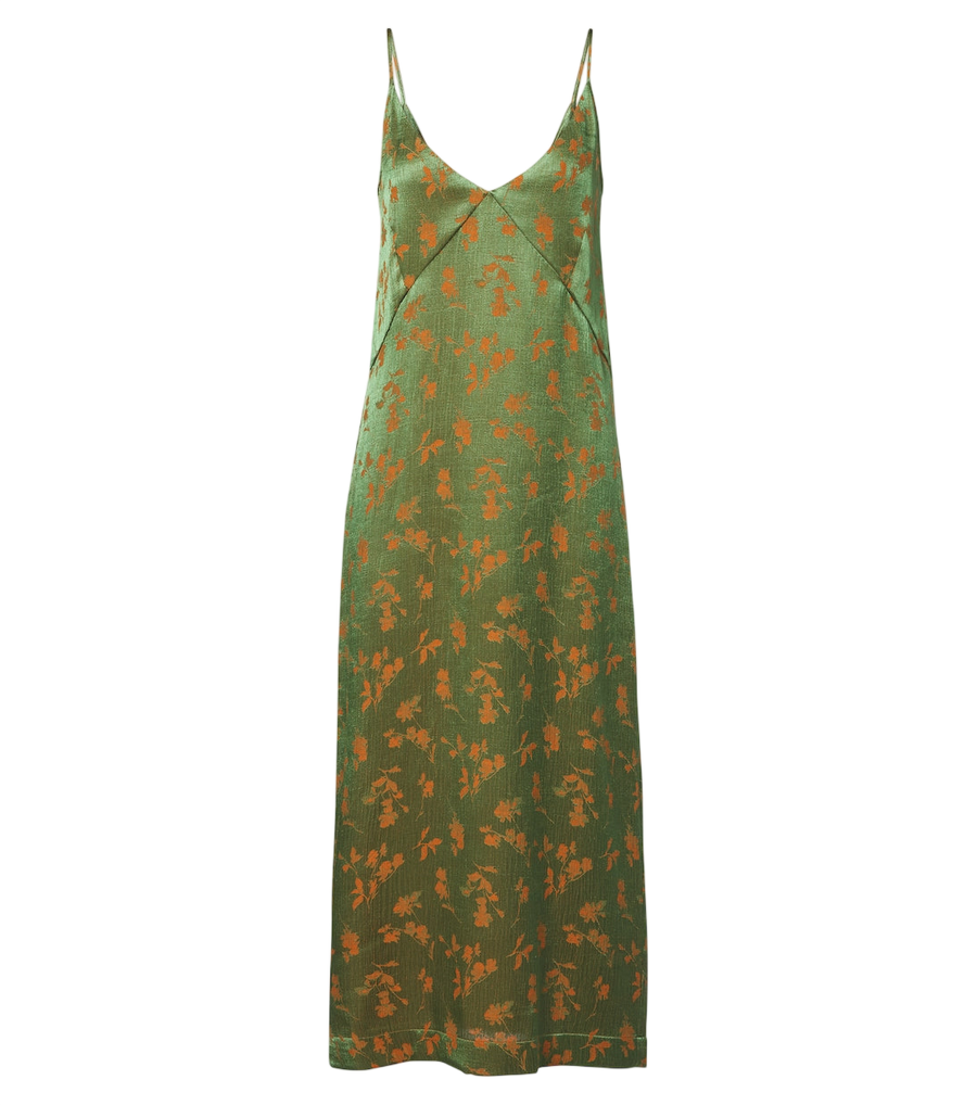 Dries Van Noten Abito a sottoveste in raso jacquard floreale