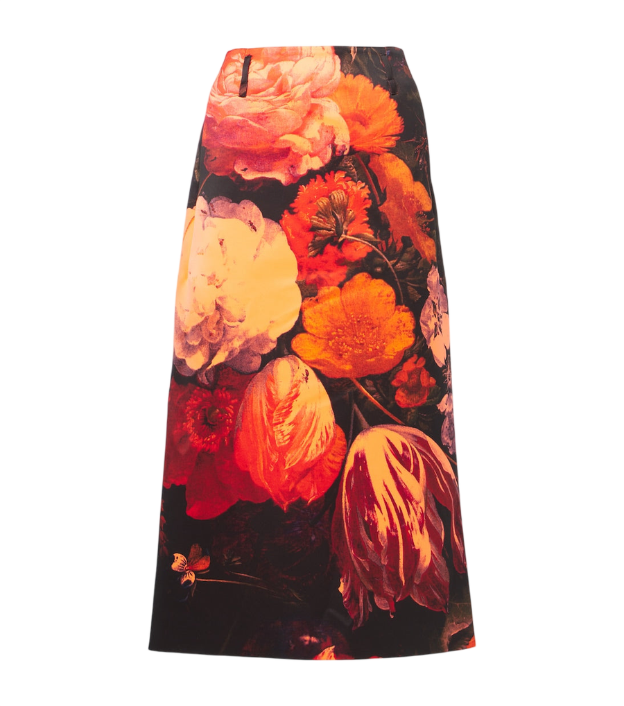Jupe midi à fleurs Dries Van Noten
