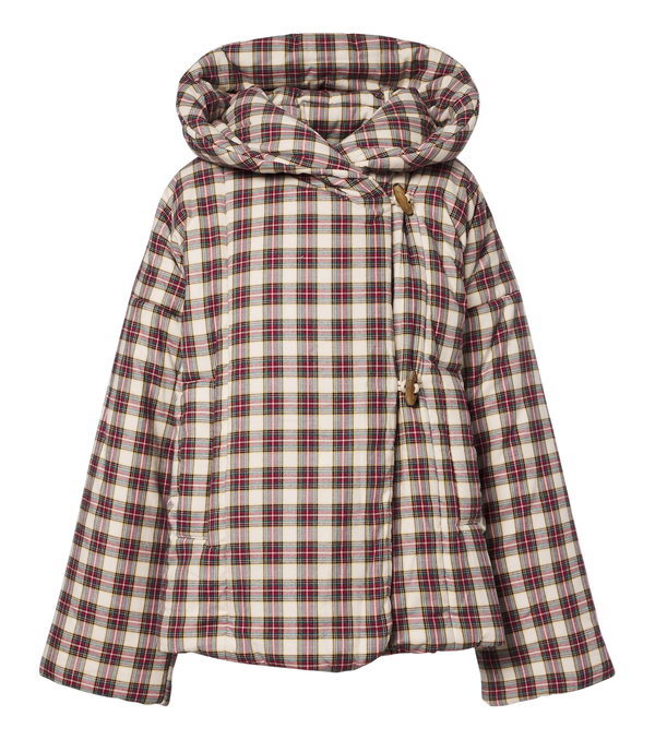 Dries Van Noten Gingham hooded cotton puffer jacket