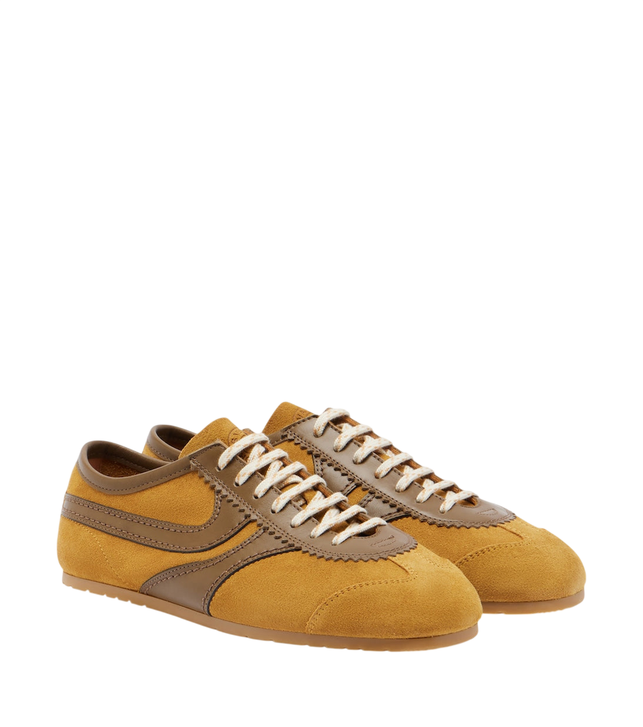 Dries Van Noten Leather-trimmed suede sneakers