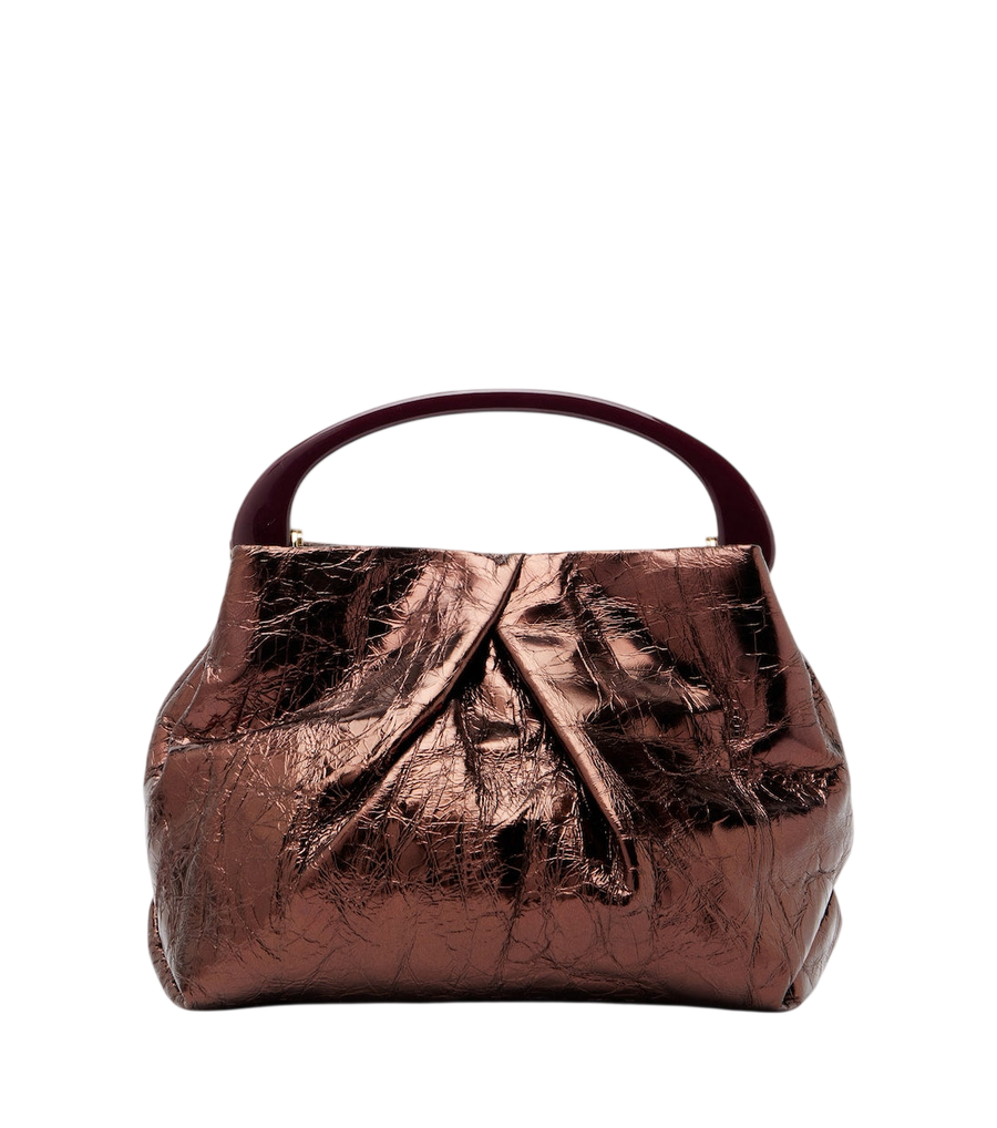 Dries Van Noten Mini borsa a mano in pelle metallizzata