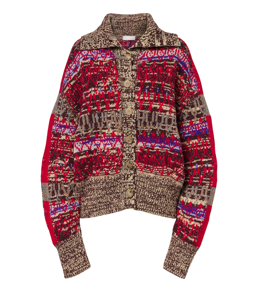 Dries Van Noten Oversized wool and cashmere jacquard cardigan