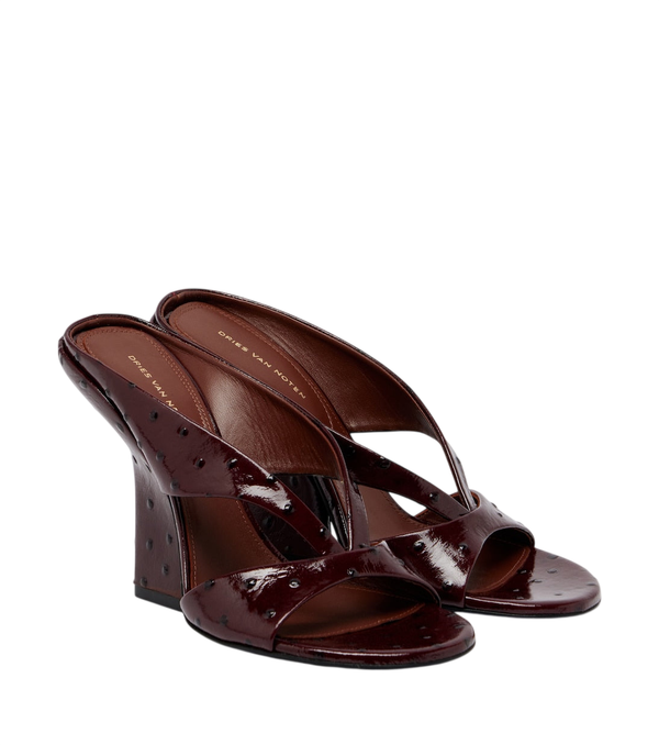 Dries Van Noten Patent leather wedge mules