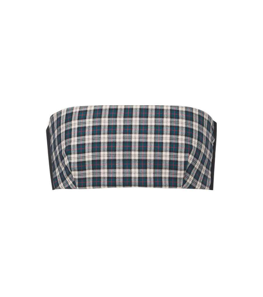 Top tipo bandeau de franela de algodón a cuadros de Dries Van Noten