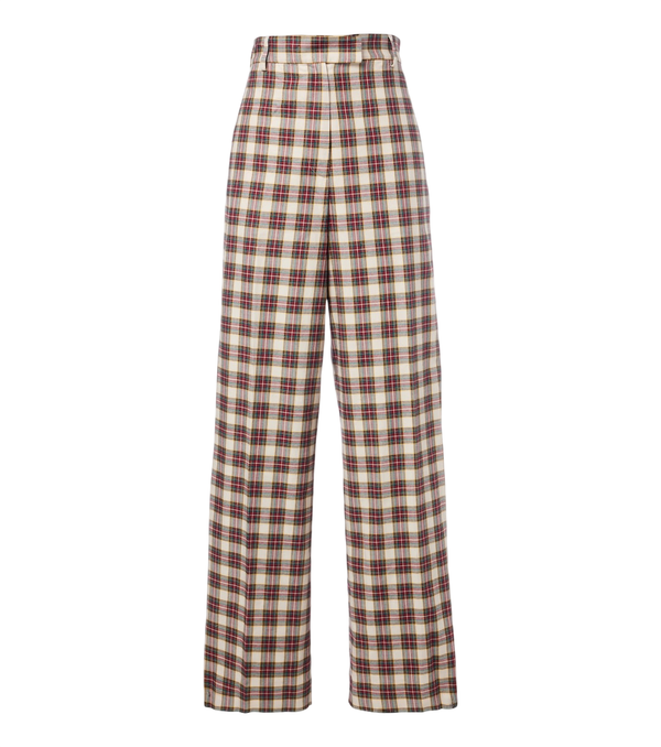 Pantalones anchos de franela de algodón a cuadros de Dries Van Noten