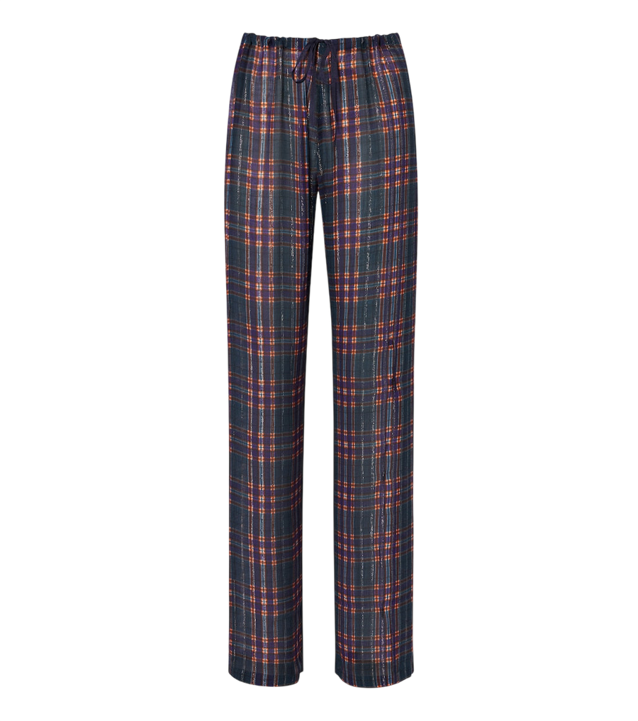 Dries Van Noten Plaid lamé straight pants
