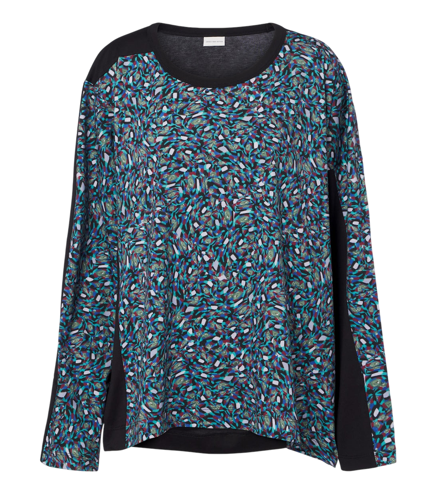 Top de punto de algodón estampado de Dries Van Noten