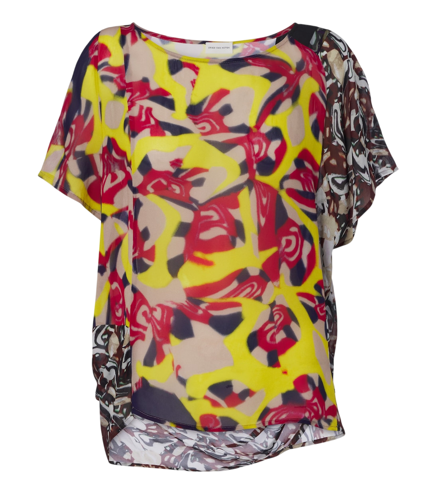 Top drapeado estampado de Dries Van Noten