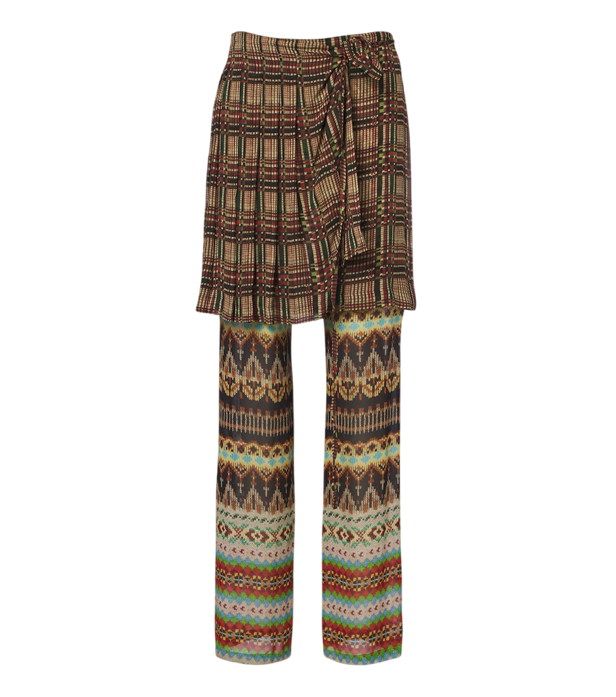 Dries Van Noten Printed layered wide-leg pants