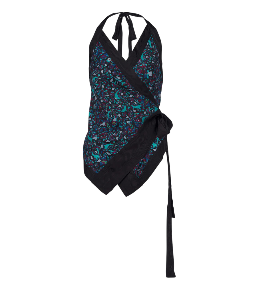 Top cruzado de moiré estampado de Dries Van Noten