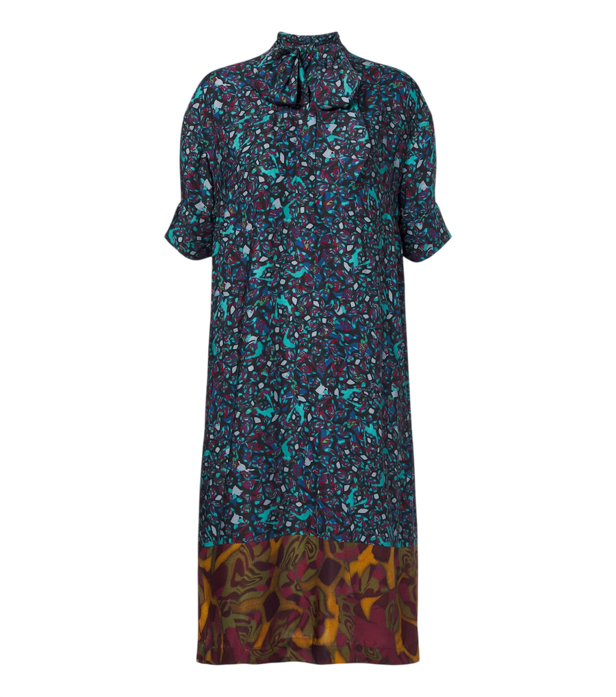 Dries Van Noten Printed tie-neck midi dress