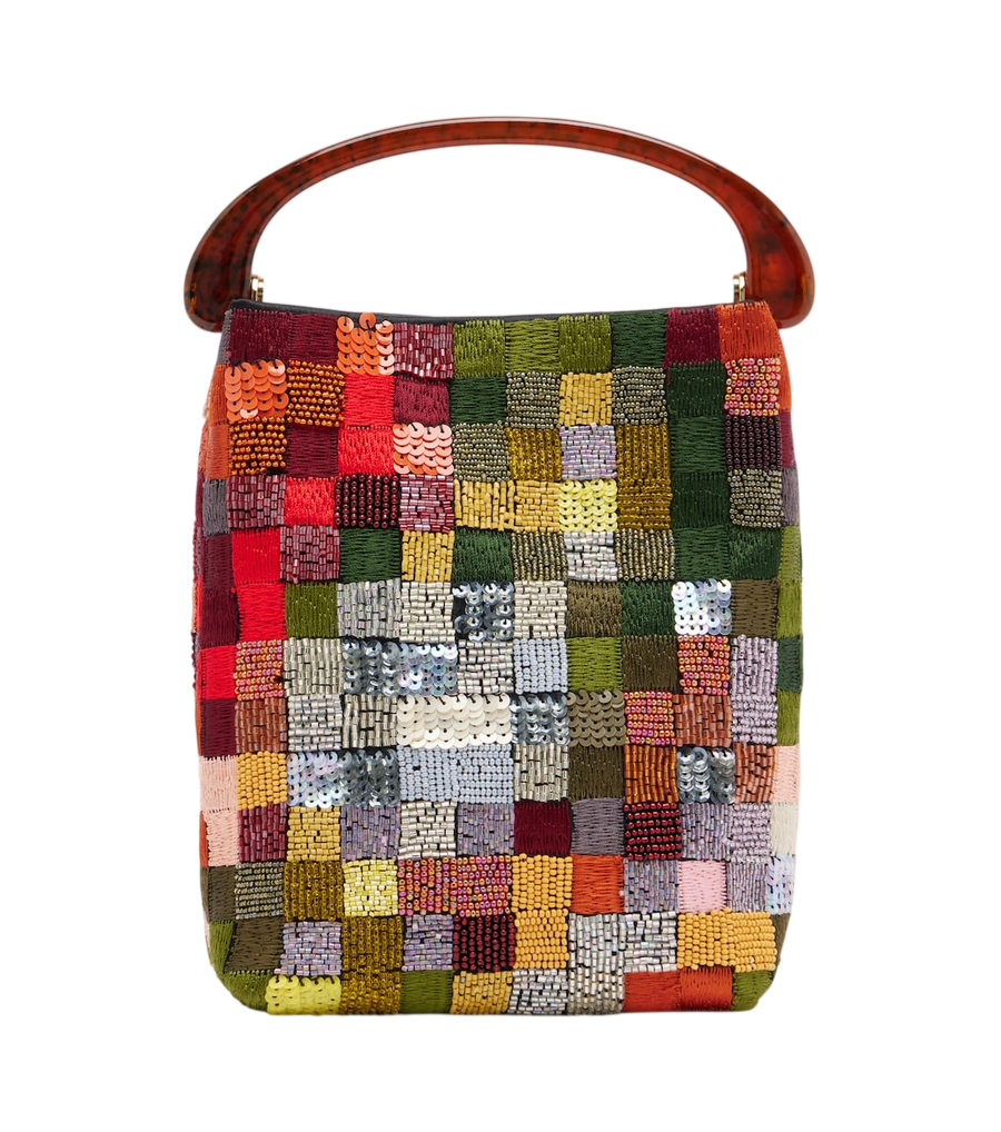 Dries Van Noten Small sequined patchwork top-handle bag