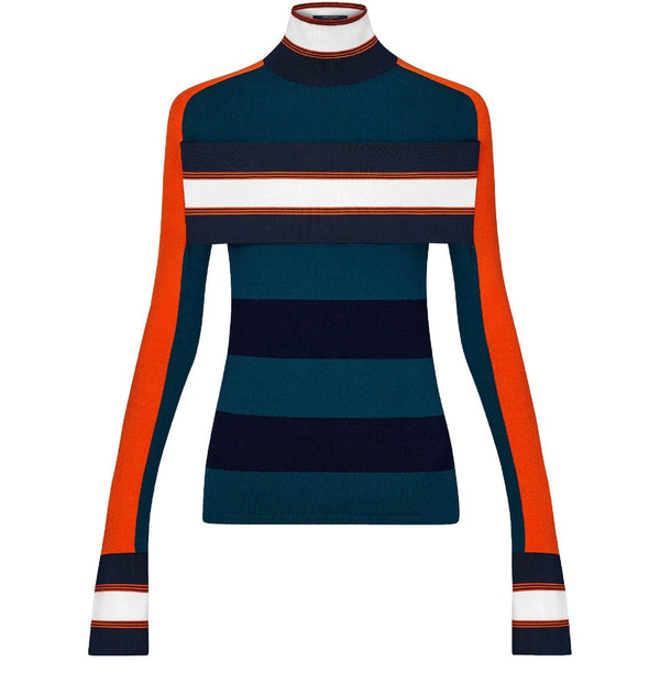 LOUIS VUITTON Striped Turtle Neck Pullover With Band