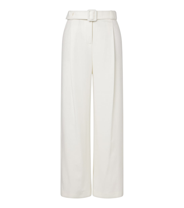 Eleventy Belted wool and cashmere wide-leg pants