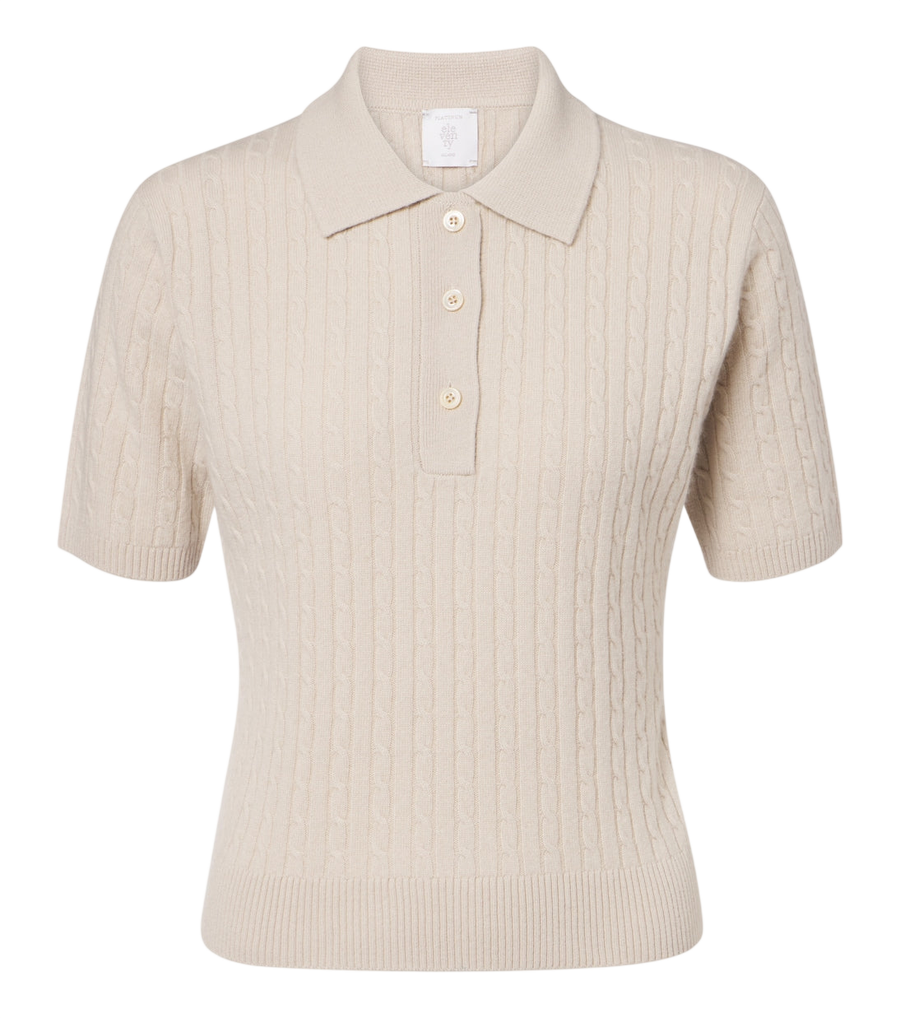 Eleventy Cable-knit cashmere polo shirt