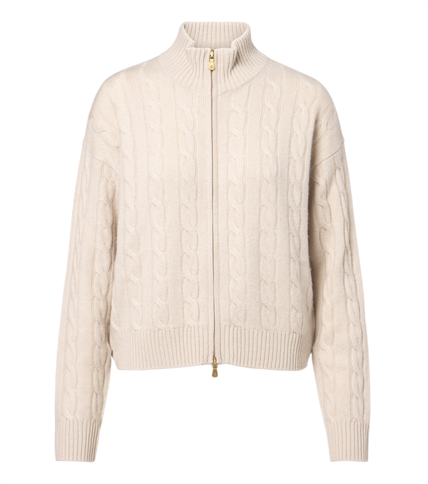 Eleventy Cable-knit cashmere zip-up sweater