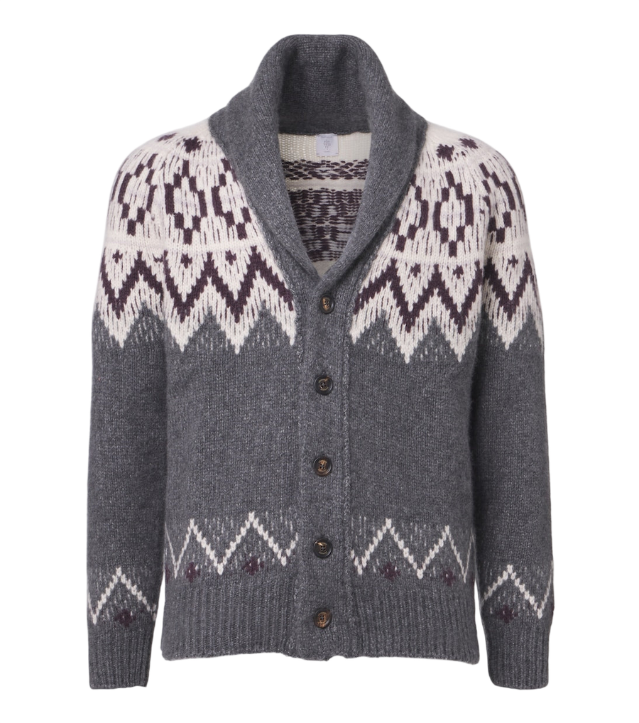 Eleventy Cashmere and silk jacquard cardigan