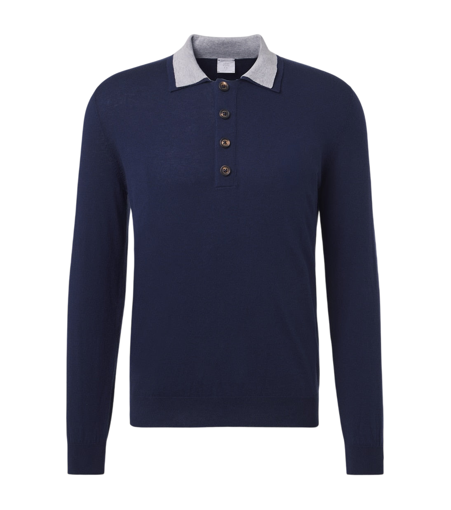 Eleventy Cotton and cashmere polo sweater