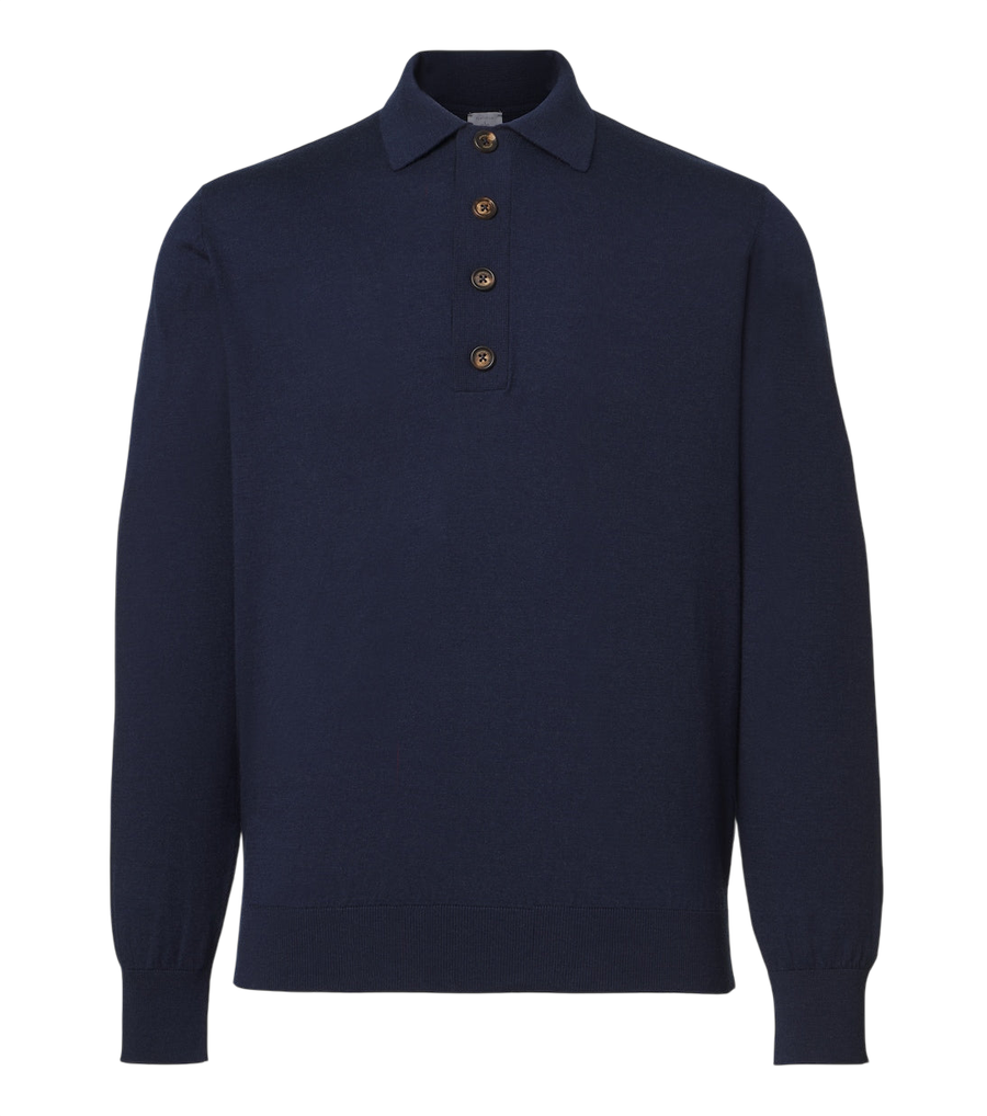 Eleventy Cotton and cashmere polo sweater