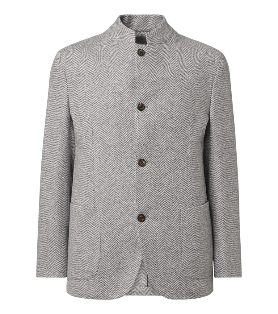 Eleventy Herringbone cashmere and silk blazer