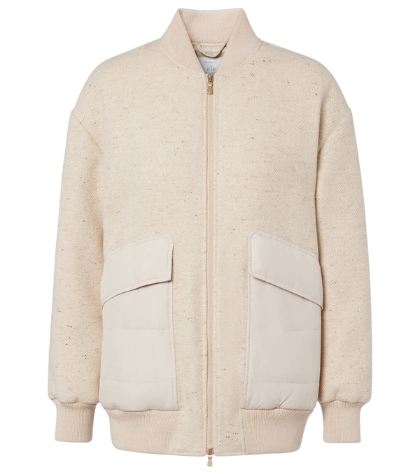 Eleventy Herringbone wool-blend down jacket