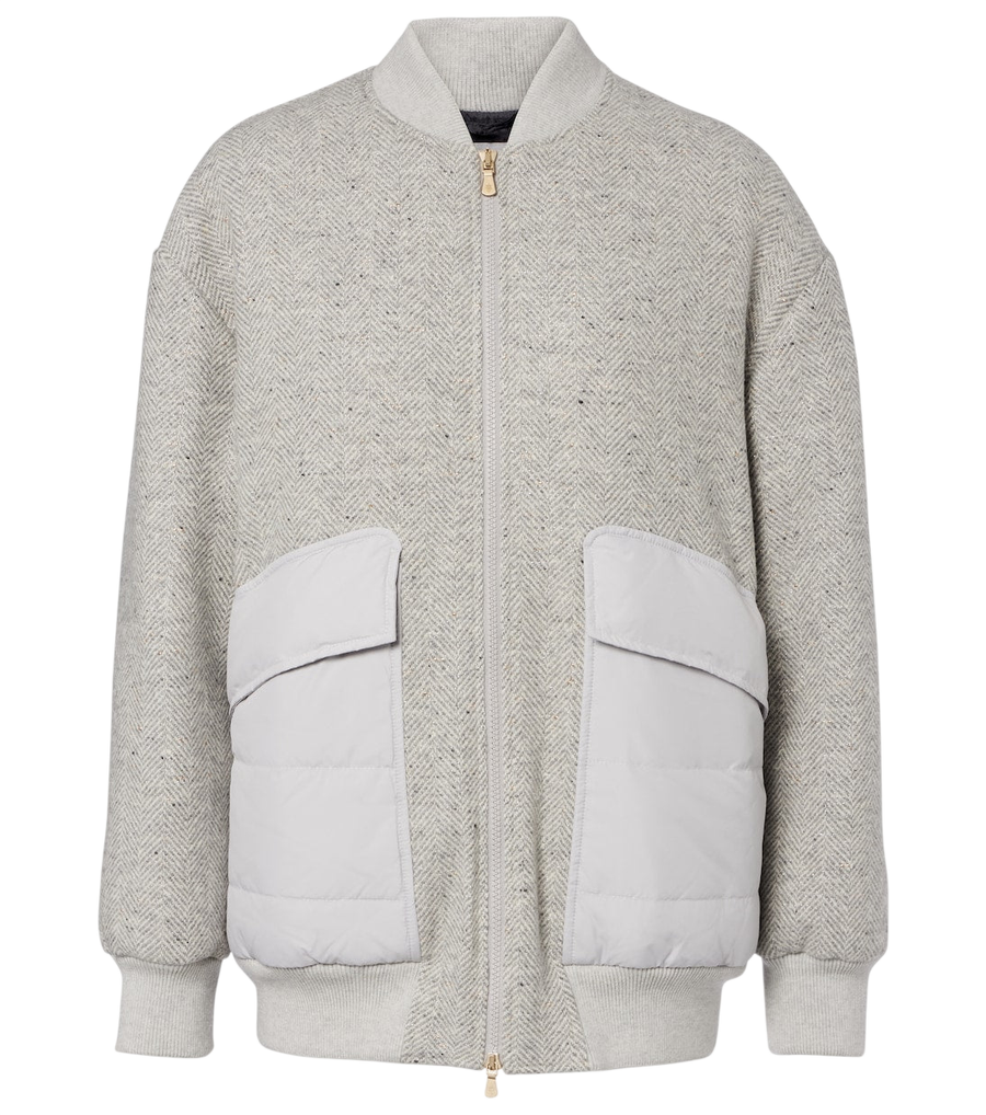 Eleventy Herringbone wool-blend down jacket