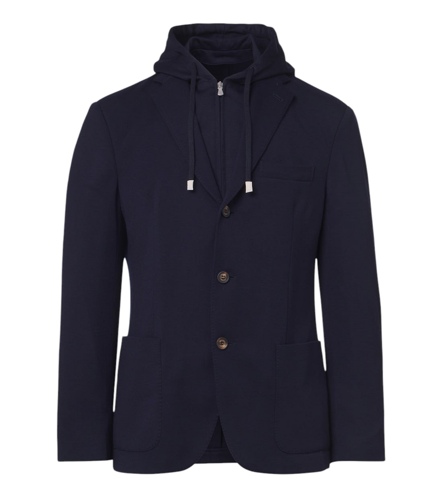 Eleventy Hooded layered wool blazer