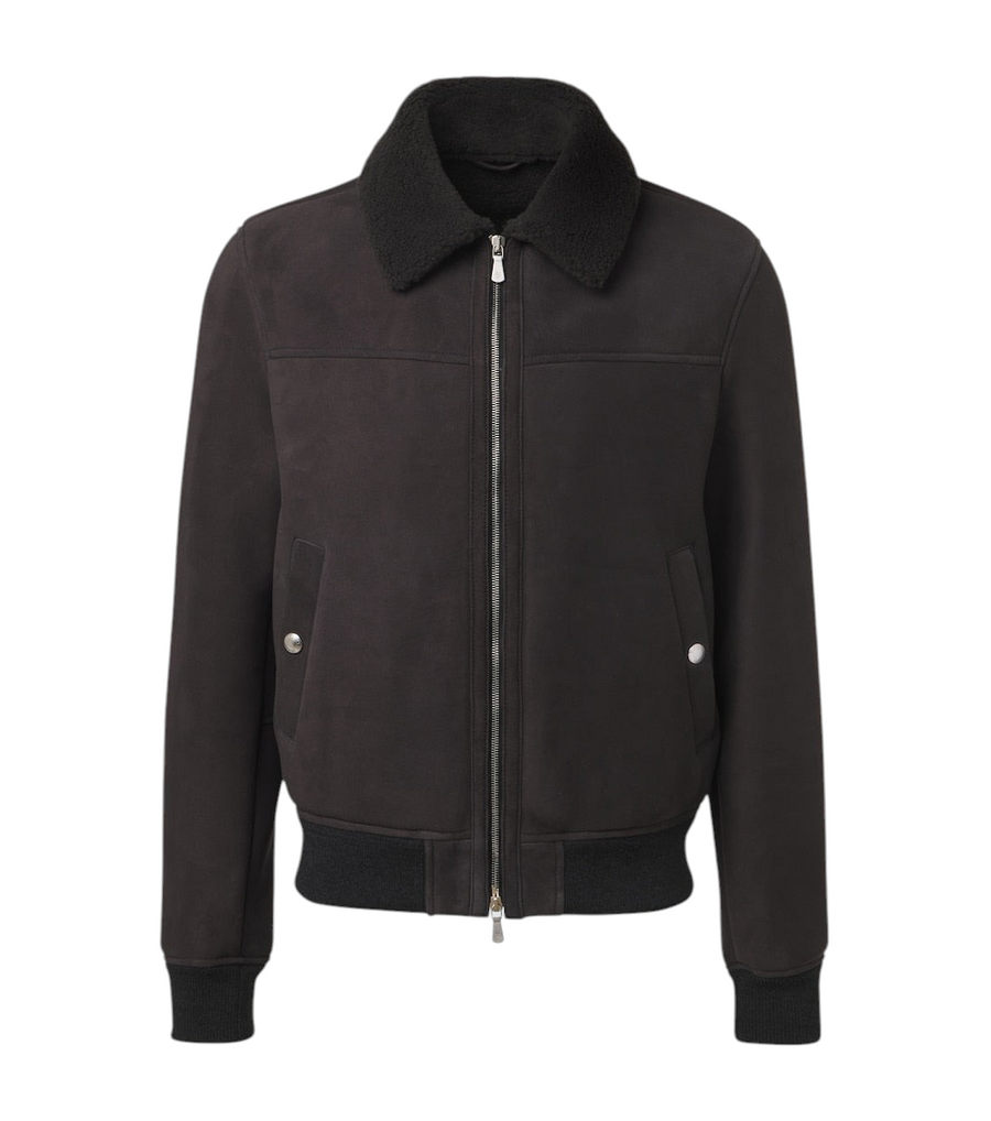 Eleventy Shearling-lined suede jacket